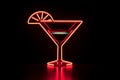 A neon sign with a retro martini glass icon Royalty Free Stock Photo