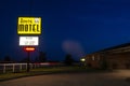 The neon sign for the Route 66 Motel at Afton, along the historic US route 66, in the State of Oklahoma, USA Royalty Free Stock Photo