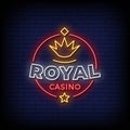 Neon Sign royal casino with brick wall background vector Royalty Free Stock Photo