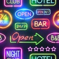 Neon Sign Seamless Pattern Royalty Free Stock Photo