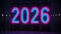 Neon 2026 Sign on Server Racks in Data Center Royalty Free Stock Photo