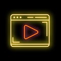 Neon sign showing internet browser displaying video player button