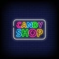 Candy Shop Neon Signs Style Text Vector