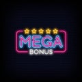 Mega Bonus Neon Signs Style Text Vector Royalty Free Stock Photo