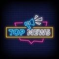 Top news Neon Signs Style Text Vector Royalty Free Stock Photo