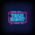 Yeah Right Neon Signs Style Text Vector Royalty Free Stock Photo