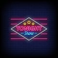 Neon Sign tonight show with brick wall background vector