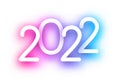 Neon 2022 sign on white background