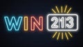 Neon Sign Win 213 Winning Number Royalty Free Stock Photo