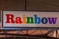 Neon sign with the word rainbow