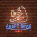 Neon signboard Craft Beer with bear.