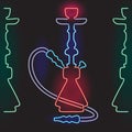 Neon signboard of hookah. Vector illustration