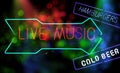 Neon Signs Live Music Hamburgers and Cold Beer With colorful Bokeh Royalty Free Stock Photo