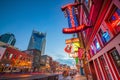 Neon signs on Lower Broadway Nashville Royalty Free Stock Photo