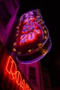 Neon Signs at Night in North Beach, San Francisco - Low Angle Ve