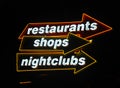 Neon signs at nightlife hotspot