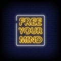 Free Your mind Neon Signs Style Text Vector Royalty Free Stock Photo