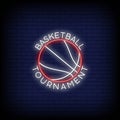 Basketball Tournament Neon Signs Style Text Vector Royalty Free Stock Photo