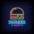 Burger Shop Neon Signs Style Text Vector Royalty Free Stock Photo