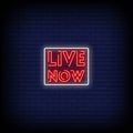 Live Now Neon Signs Style Text vector Royalty Free Stock Photo