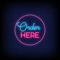 Order Here Neon Signs Style Text Vector Royalty Free Stock Photo