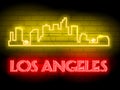 Neon silhouette of Los Angeles United States city skyline vector background. Neon style sign illustration. Illustration for t s