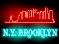 Neon silhouette of New York United States city skyline vector background. Neon style sign N. Y. Brooklyn. Illustration for t shir