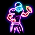 Neon silhouette of a strong American football player