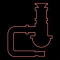 Neon siphon plumbing fixtures sewer pipe drain under sink sewerage tube red color vector illustration image flat style