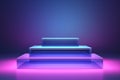 Neon small podium light. Generate Ai Royalty Free Stock Photo