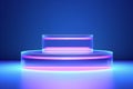 Neon small podium space. Generate Ai Royalty Free Stock Photo