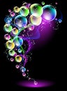 Neon smoke and spectacular bubbles Royalty Free Stock Photo
