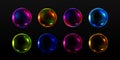 Neon soap bubbles, rainbow colorful glass balls Royalty Free Stock Photo