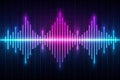 Neon Sound Equalizer With Pink And Blue Lights On A Dark Grid With Central Peak sound wave Royalty Free Stock Photo