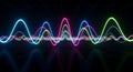 Neon Sound Waves Abstract Waveform Audio Spectrum Visualization Royalty Free Stock Photo