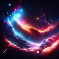 Neon space background with stars and nebula. Vector illustration. AI generated Royalty Free Stock Photo