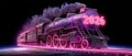 Neon Space Train with 2026 Sign Over Planet Surface Royalty Free Stock Photo