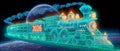 Neon Space Train with 2026 Sign Over Planet Surface Royalty Free Stock Photo