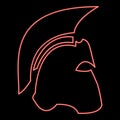 Neon spartan helmet red color vector illustration flat style image Royalty Free Stock Photo