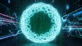 Neon sphere digital binary code futuristic technology network Royalty Free Stock Photo