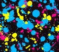 Neon splatter background seamless pattern