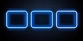 Neon Square Frames with Blue Glow on Dark Background Royalty Free Stock Photo