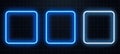 Neon Square Frames with Glowing Blue Edges Vector Illustration Royalty Free Stock Photo