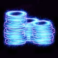 neon stack of coins on black background Royalty Free Stock Photo