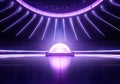 neon stadium stage, Glowing neon lighting and a blank platform for product placement, Satge platform for concert. AI Generative Royalty Free Stock Photo