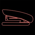 Neon stapler red color vector illustration flat style image Royalty Free Stock Photo