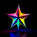 Neon star reflection on surface 3d illustration glowing lights Royalty Free Stock Photo