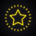 Neon star sign. Glowing star shape symbol.