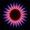 Neon starburst pattern with multiple sharp, triangular protrusions radiating outward. Royalty Free Stock Photo