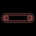 Neon strap for engine toothed belt for gears cambelt timing gas distribution mechanism red color vector illustration image flat Royalty Free Stock Photo